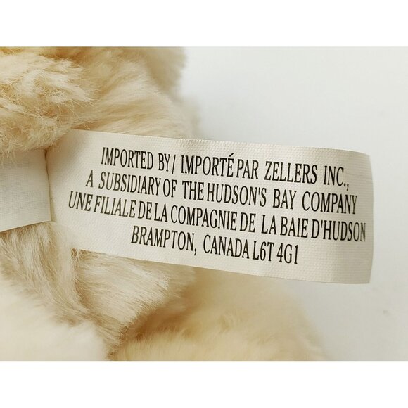 Zellers Beige Teddy Bear Plush w/Plaid Bow Standing w/Hands behind Back 14" - Picture 4 of 5